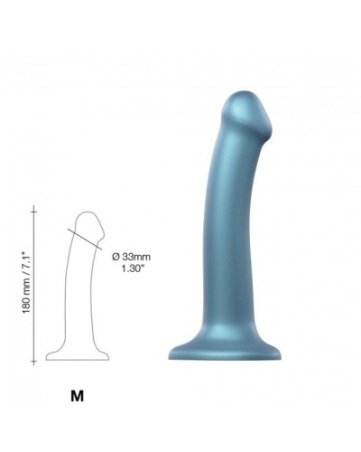 Насадка для страпона Strap-On-Me Mono Density Dildo Blue M, диам. 3,3см, однослойный силикон, гибкий