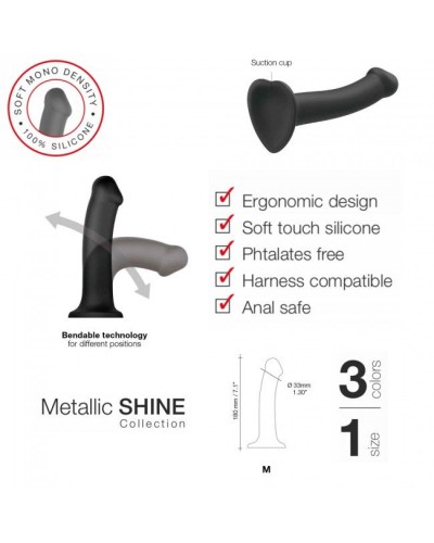 Насадка для страпона Strap-On-Me Mono Density Dildo Blue M, диам. 3,3см, однослойный силикон, гибкий