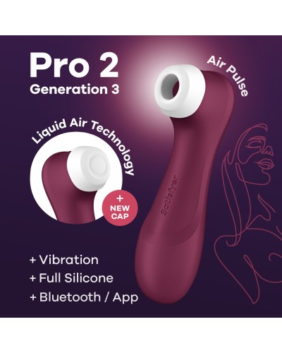 Вакуумний кліторальний стимулятор Satisfyer Pro 2 Generation 3 with Liquid Air Connect App Wine Red