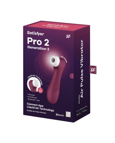 Вакуумний кліторальний стимулятор Satisfyer Pro 2 Generation 3 with Liquid Air Connect App Wine Red