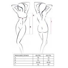 Сорочка приталенная с чашечками BRASILIANA CHEMISE black 6XL/7XL - Passion, трусики