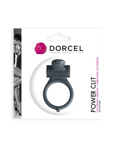 Ерекційне кільце Dorcel Power Clit Black V2 з вібрацією та язичком з щіточкою