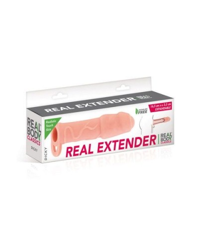 Насадка на член Real Body — Real Extender DICKY із закритою головкою та кільцем для мошонки