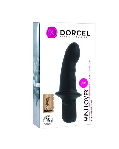 Вібратор Dorcel Mini Lover Black з обмежувачем, для точки G і масажу простати