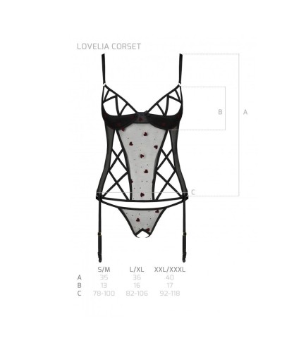 Корсет с подвязками + стринги LOVELIA CORSET black XXL/XXXL - Passion