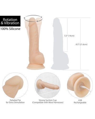 Фаллоимитатор с вибрацией и ротацией Naked ADDICTION James 8″ Rotating & Vibrating Dong, пульт ДУ