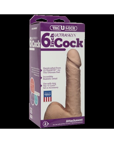 Фалоімітатор Doc Johnson Vac-U-Lock - 6 Inch ULTRASKYN Cock White, діаметр 4,3 см