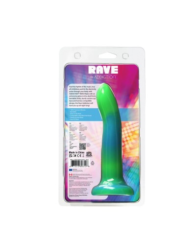 Светящийся в темноте фаллоимитатор ADDICTION Rave 8″ Glow in the Dark Dildo Blue Green, 20,3 см