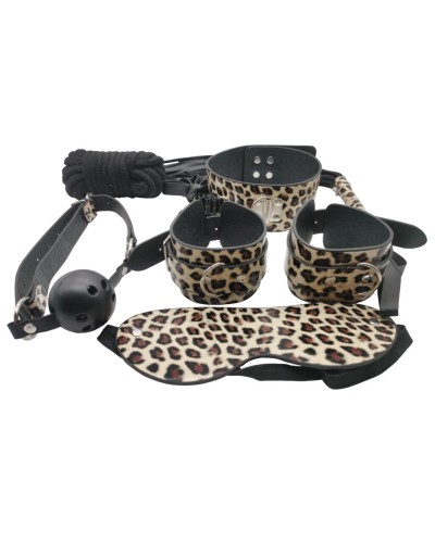 Набір MAI BDSM STARTER KIT Nº 75 Leopard: батіг, кляп, наручники, маска, нашийник, мотузка, затискач