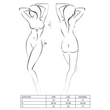 (SALE) Комплект білизни LOTUS SET cream XXL/XXXL - Passion Exclusive стрінги, ліф, спідниця-пояс для