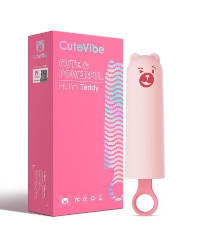 Вібратор CuteVibe Teddy Pink (Black Dildo), реалістичний вібратор під виглядом морозива