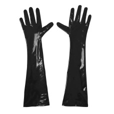 Глянсові вінілові рукавички Art of Sex - Lora, розмір M, колір Чорний