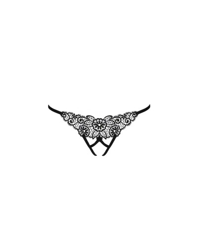 Трусики мереживні з доступом VIOLANTE THONG black L/XL - Passion Exclusive