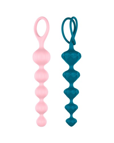 Набор анальных бус Satisfyer Beads Colored, силикон , макс. диаметр 3,3см и 3,5см