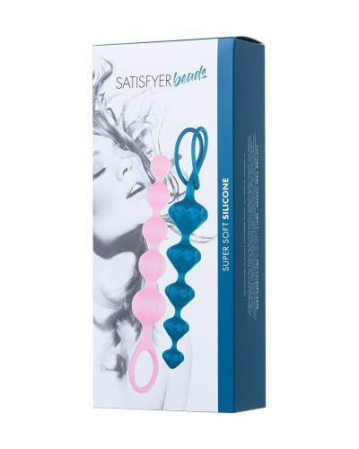 Набор анальных бус Satisfyer Beads Colored, силикон , макс. диаметр 3,3см и 3,5см