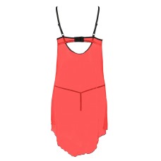 Прозрачный пеньюар с открытой грудью CHERRY CHEMISE red L/XL - Passion Exclusive, трусики