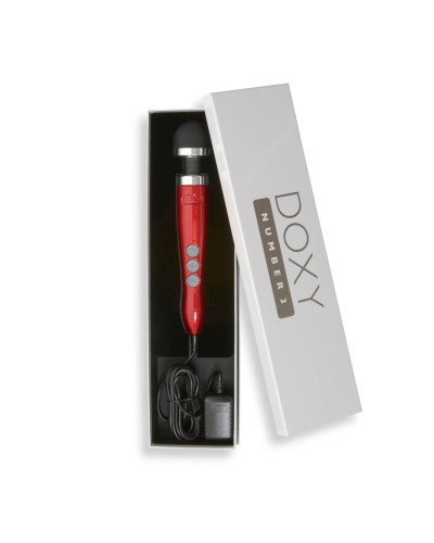 Вибромассажер DOXY Number 3 Candy Red, очень мощный, питание 220В, металлический корпус