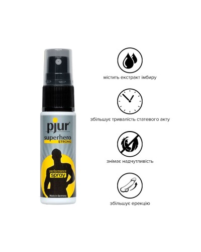 Пролонгувальний спрей pjur Superhero Strong Spray 20 ml, з екстрактом імбиру, всотується в шкіру