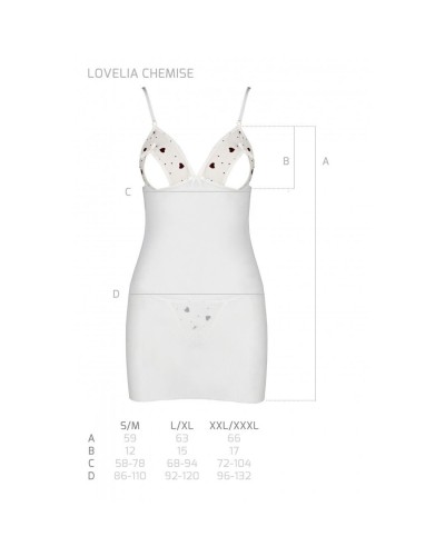 Сорочка з вирізами на грудях + стринги LOVELIA CHEMISE white XXL/XXXL - Passion