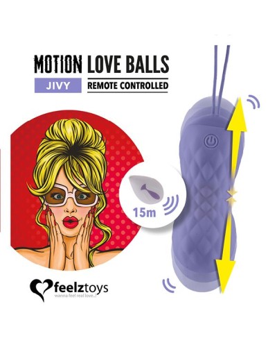 Вагинальные шарики с массажем и вибрацией FeelzToys Motion Love Balls Jivy с пультом ДУ, 7 режимов