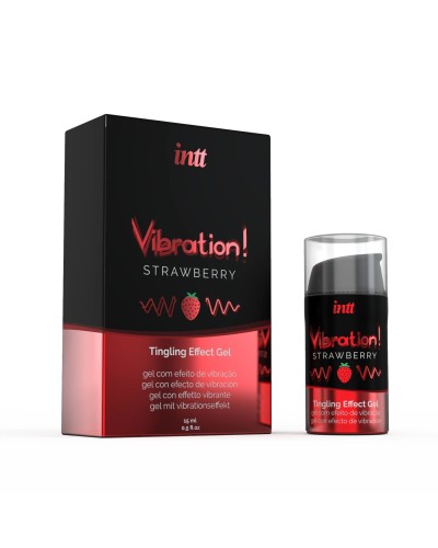 Жидкий вибратор Intt Vibration Strawberry (15 мл), густой гель, очень вкусный, действует до 30 минут