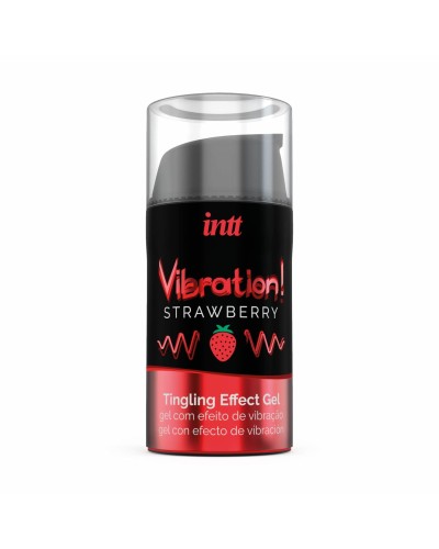 Жидкий вибратор Intt Vibration Strawberry (15 мл), густой гель, очень вкусный, действует до 30 минут