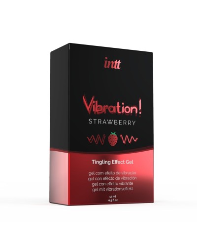 Жидкий вибратор Intt Vibration Strawberry (15 мл), густой гель, очень вкусный, действует до 30 минут