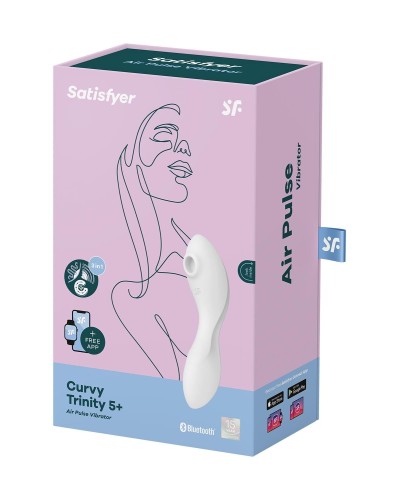 Вакуумний смарт-стимулятор із вібрацією Satisfyer Curvy Trinity 5 (White), керування зі смартфона