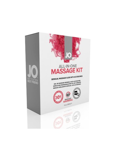 Набор для массажа System JO ALL IN ONE MASSAGE GIFT SET: разогревающий гель, массажер и свеча