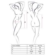 (SALE) Сорочка приталенная с чашечками ZOJA CHEMISE black 4XL/5XL - Passion, трусики