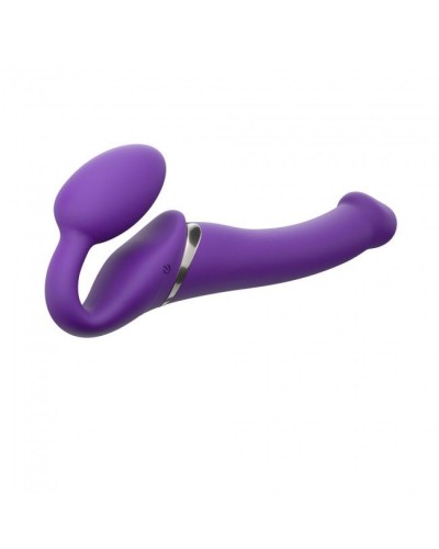 Безремневой страпон с вибрацией Strap-On-Me Vibrating Violet M диаметр 3,3см, пульт ДУ, регулируемый