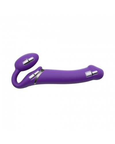 Безремневой страпон с вибрацией Strap-On-Me Vibrating Violet M диаметр 3,3см, пульт ДУ, регулируемый