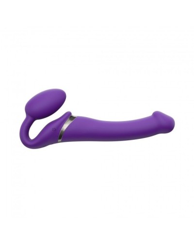 Безремневой страпон с вибрацией Strap-On-Me Vibrating Violet M диаметр 3,3см, пульт ДУ, регулируемый