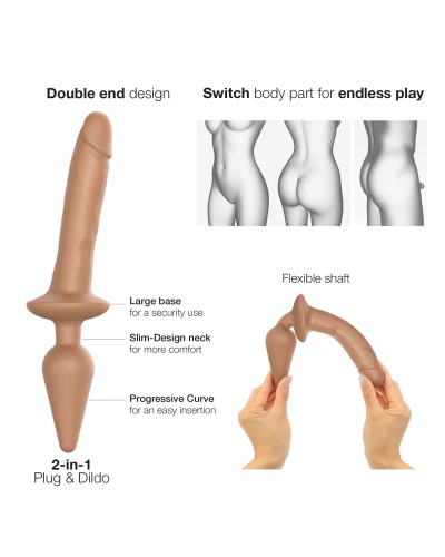 Анальна пробка з дилдо 2в1 Strap-On-Me SWITCH PLUG-IN REALISTIC DILDO Caramel S, діаметр 3,3/2,9 см