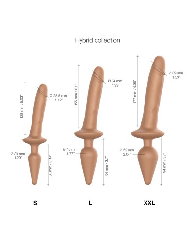 Анальна пробка з дилдо 2в1 Strap-On-Me SWITCH PLUG-IN REALISTIC DILDO Caramel S, діаметр 3,3/2,9 см