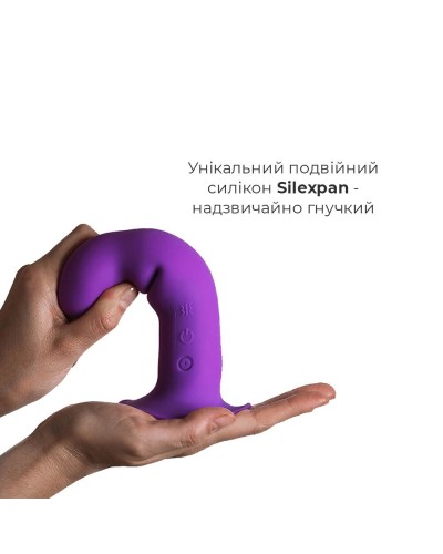 Двошаровий ділдо з вібрацією Adrien Lastic Hitsens 3 Purple, відмінно для страпона, діаметр 4 см, до