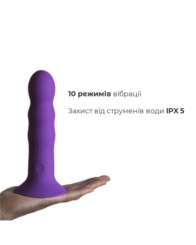 Двошаровий ділдо з вібрацією Adrien Lastic Hitsens 3 Purple, відмінно для страпона, діаметр 4 см, до