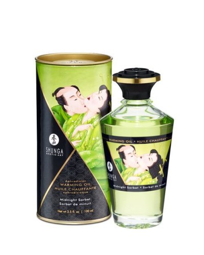 Розігрівальна олія Shunga Aphrodisiac Warming Oil – Midnight Sorbet (100 мл) без цукру, смачна