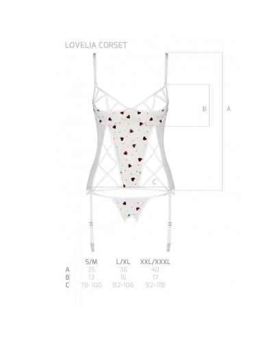 Корсет с подвязками + стринги LOVELIA CORSET white L/XL - Passion