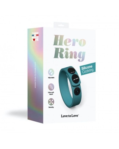 Регулируемое эрекционное кольцо на кнопках Love To Love HERO RING - TEAL ME