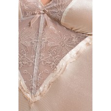 (SALE) Сорочка приталенная с чашечками LOTUS CHEMISE cream L/XL - Passion Exclusive, трусики