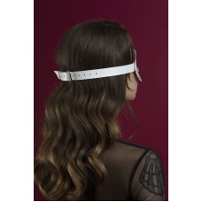 Маска на очі з заклепками Feral Feelings - Blindfold Mask, натуральна шкіра, біла
