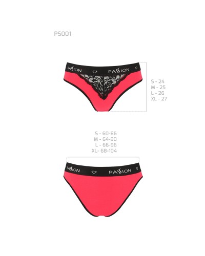 Трусики з широкою гумкою і мереживом Passion PS001 PANTIES red/black, size XL