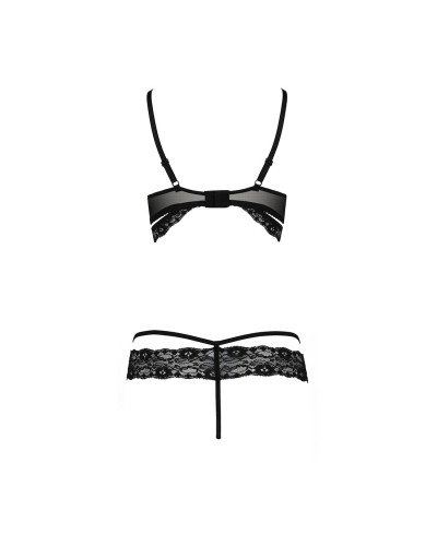 Комплект белья SARIA SET OpenBra black S/M - Passion Exclusive: стрэпы: откртый лиф, стринги