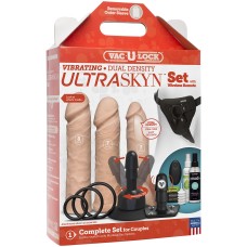 Набір для страпону Doc Johnson Vac-U-Lock VIBRATING Dual Density ULTRASKYN Set (м'ята упаковка)