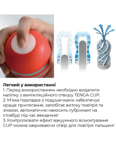 Мастурбатор Tenga Air Flow Cup, ефект всмоктування