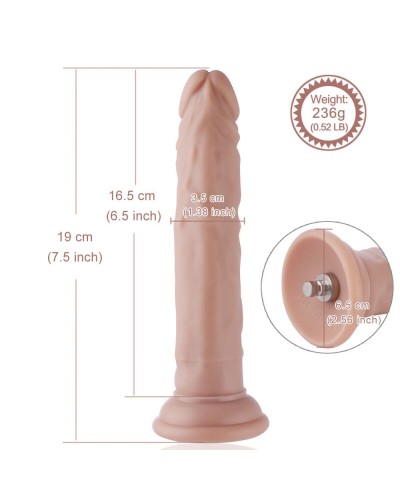 Реалистичный фаллоимитатор для секс-машин Hismith 7.5″ Flexible Silicone Dildo, система KlicLok