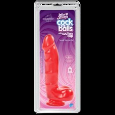 Фалоімітатор Doc Johnson Jelly Jewels Cock&Balls Red, діаметр 3,6 см, антибактеріальний ПВХ