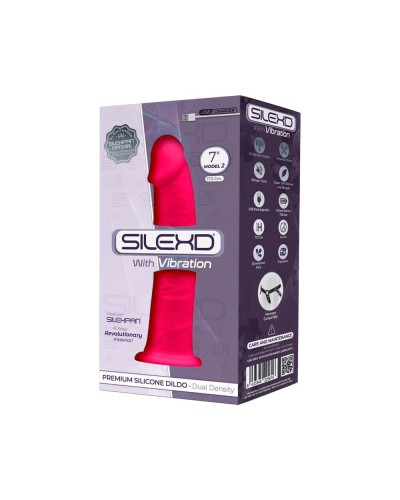 Фаллоимитатор с вибрацией SilexD Henry Vibro Pink (MODEL 2 size 7in), двухслойный, диаметр 4,4 см