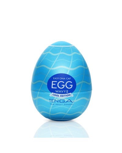 Мастурбатор-яйцо Tenga Egg Wavy II Cool с двойным волнистым рельефом и охлаждающим эффектом